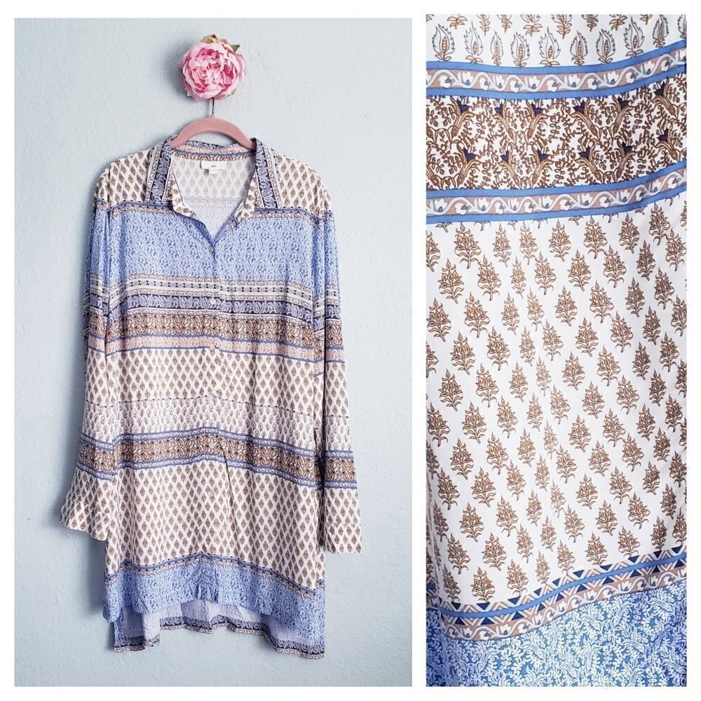 J. Jill‎ Mixed Media Button Down Long Sleeve Tunic